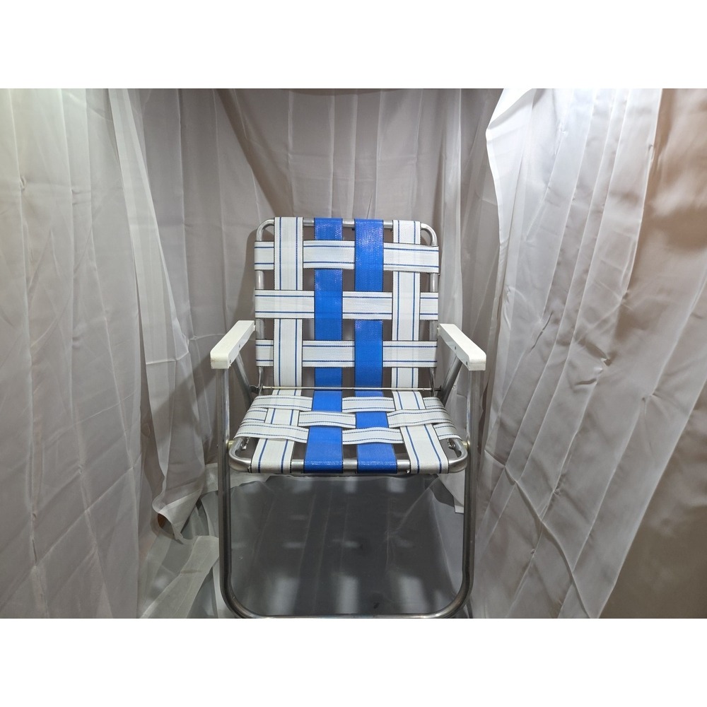 Vintage‎ Sunbeam Chair - Blue & White Webbing - Excellent Condition!"
